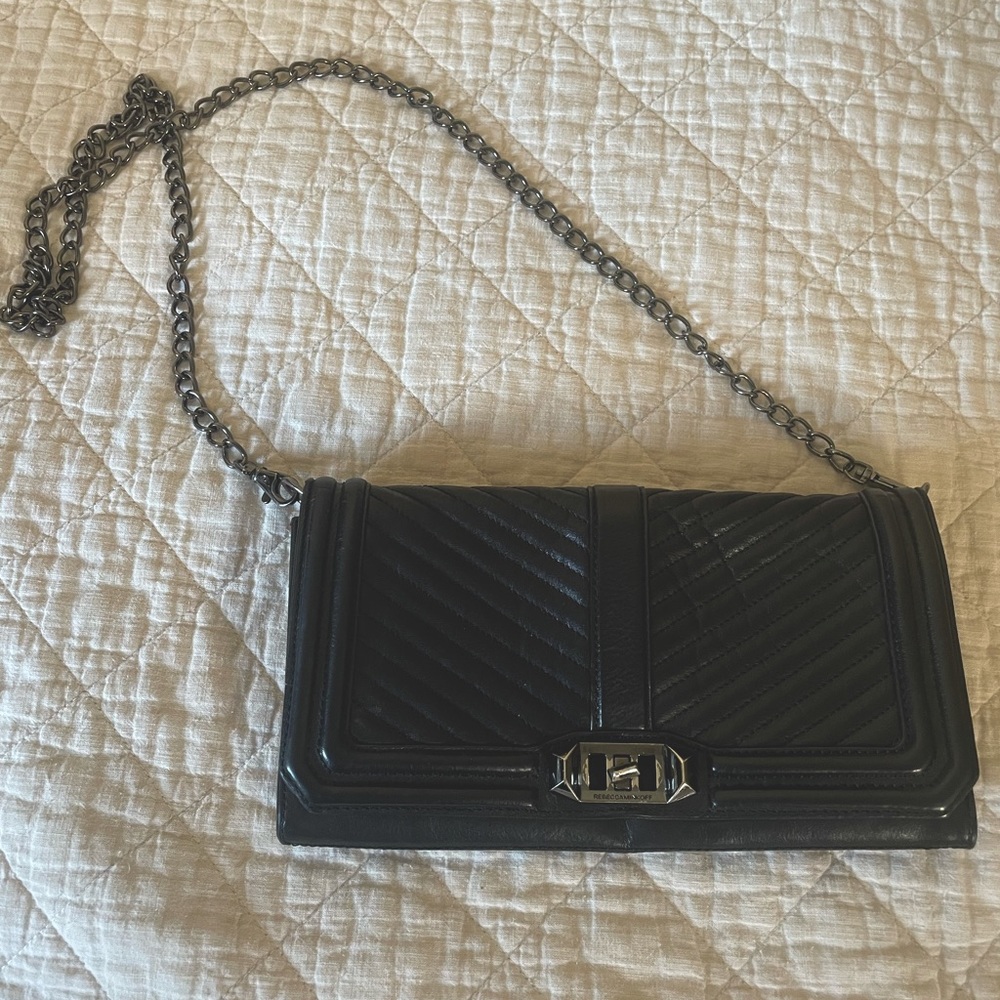 Rebecca minkoff black leather chain purse